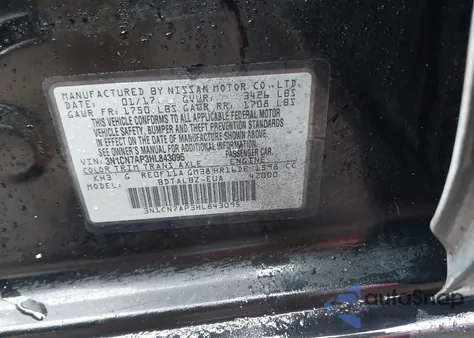 2017 Nissan Versa 1.6 Sv z USA, uszkodzony, nr VIN 3N1CN7AP3HL843095